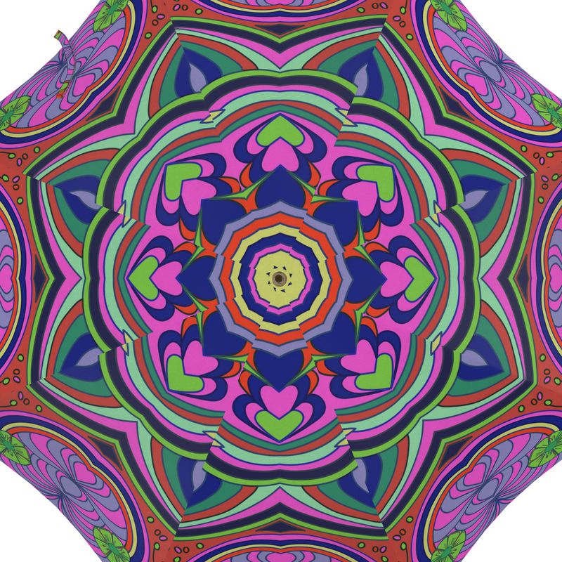 Rainbow Swirl Floral Print Umbrella
