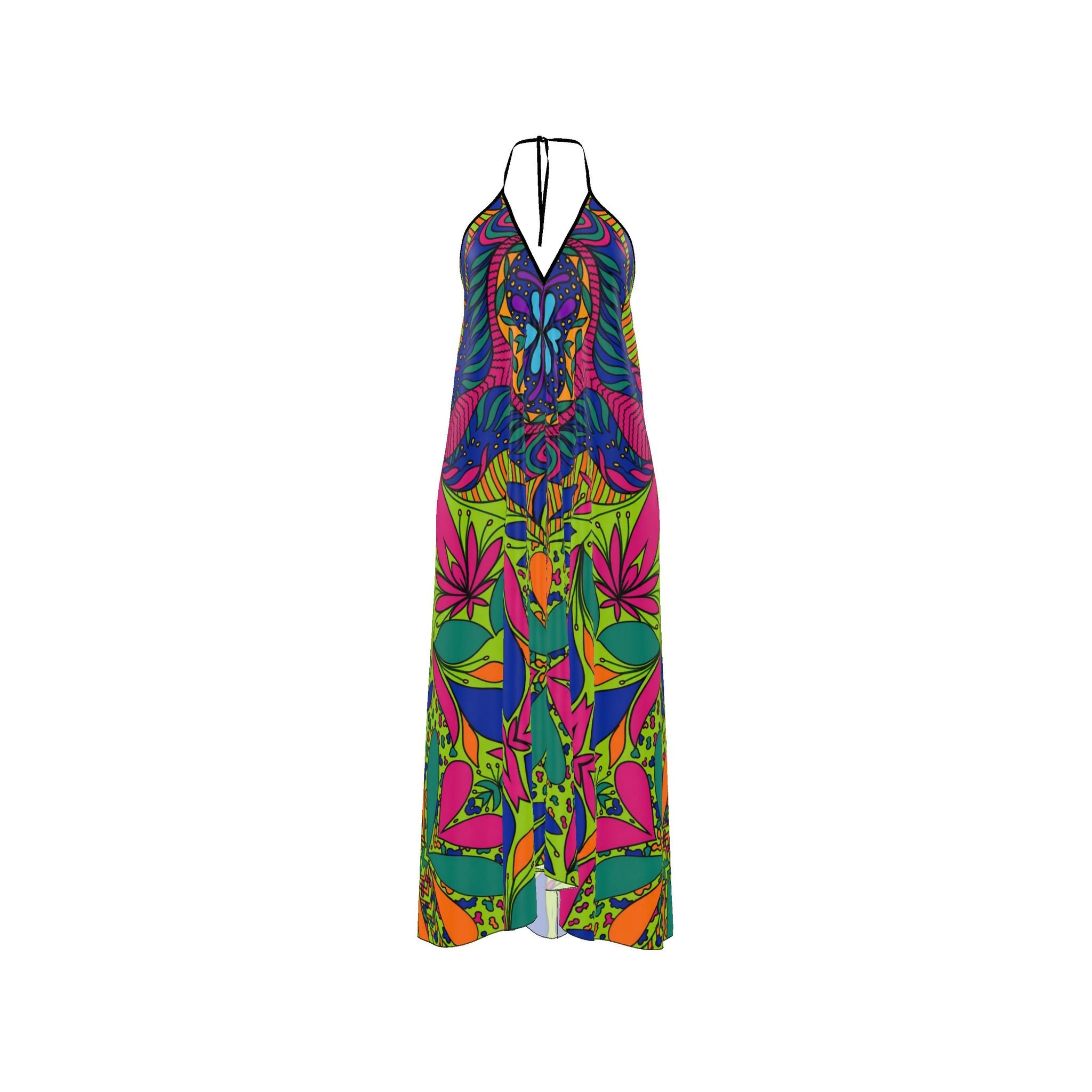 Soca Bloom Silk Halter Dress -1