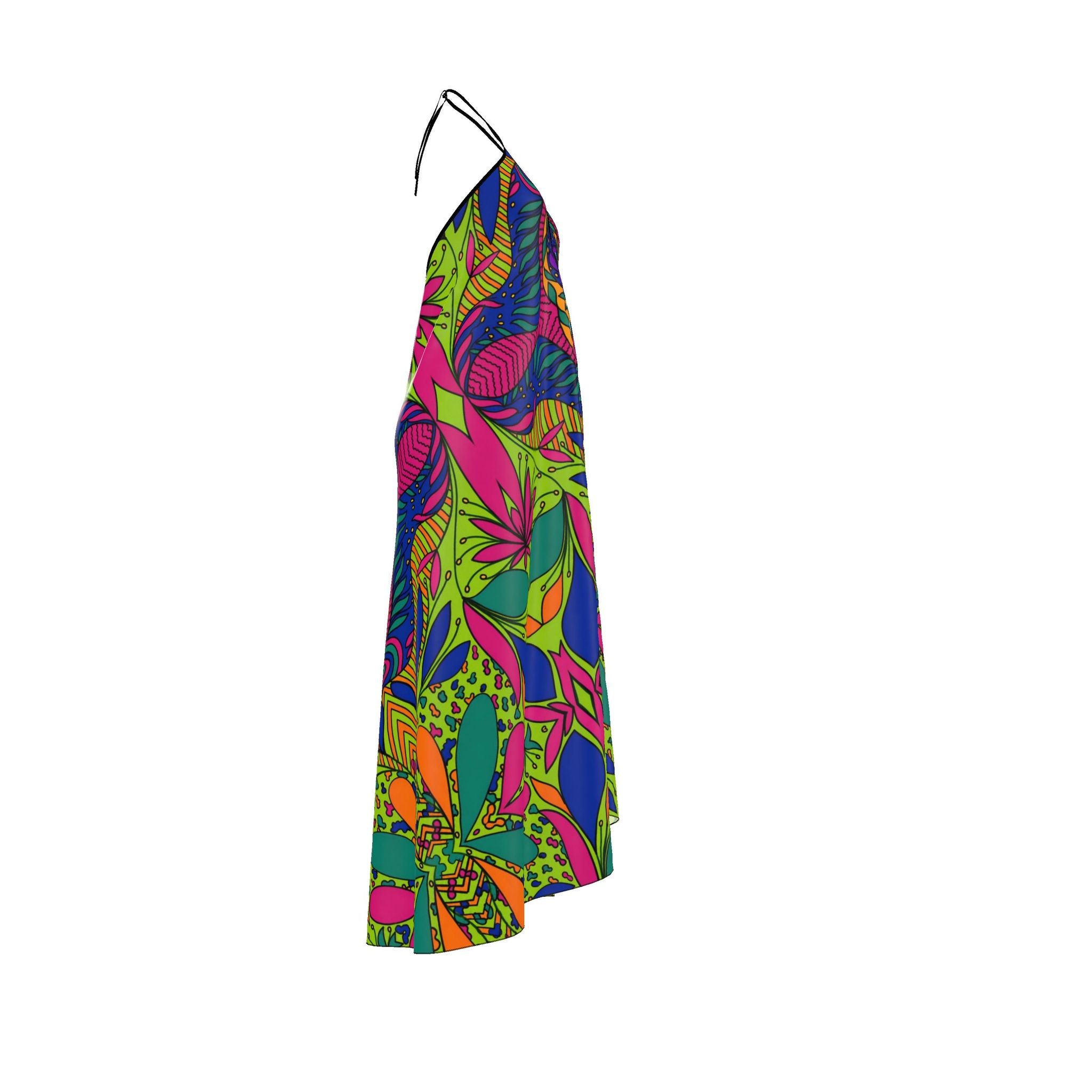 Soca Bloom Silk Halter Dress -1