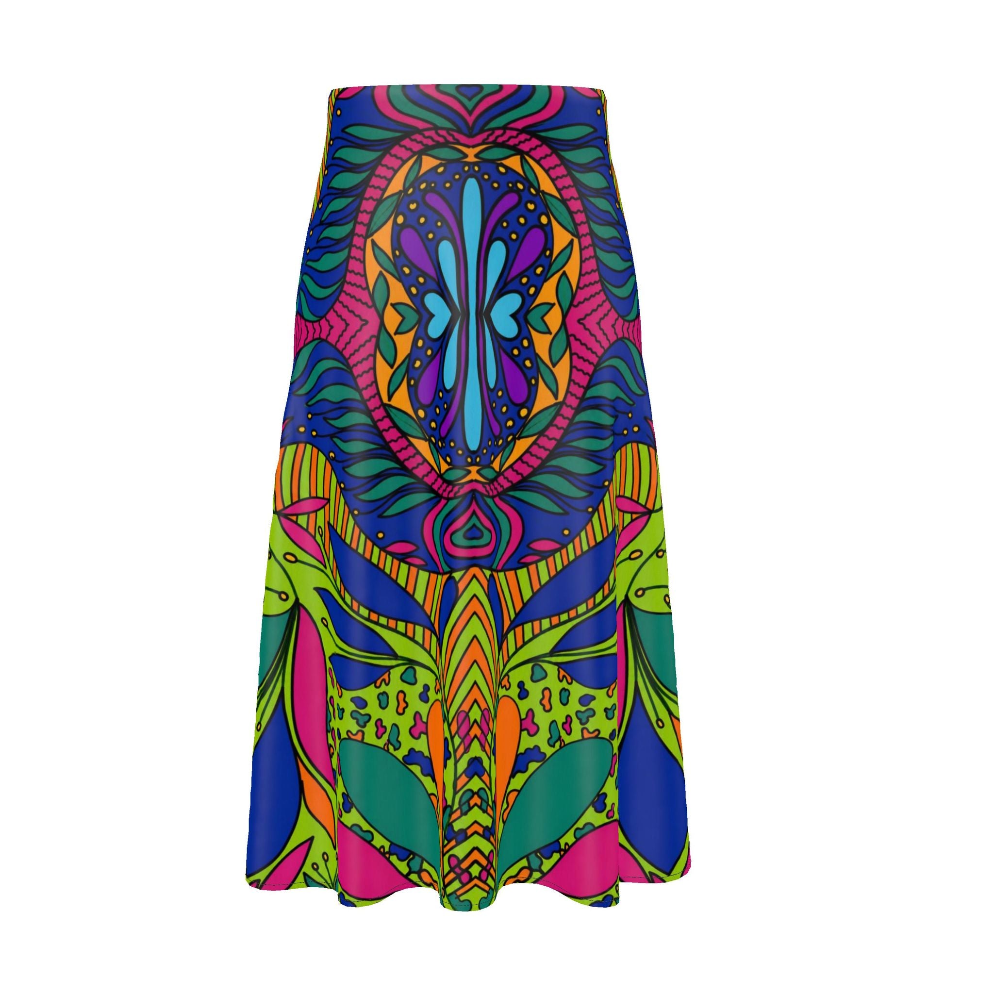 Soca Bloom Silk Midi Skirt