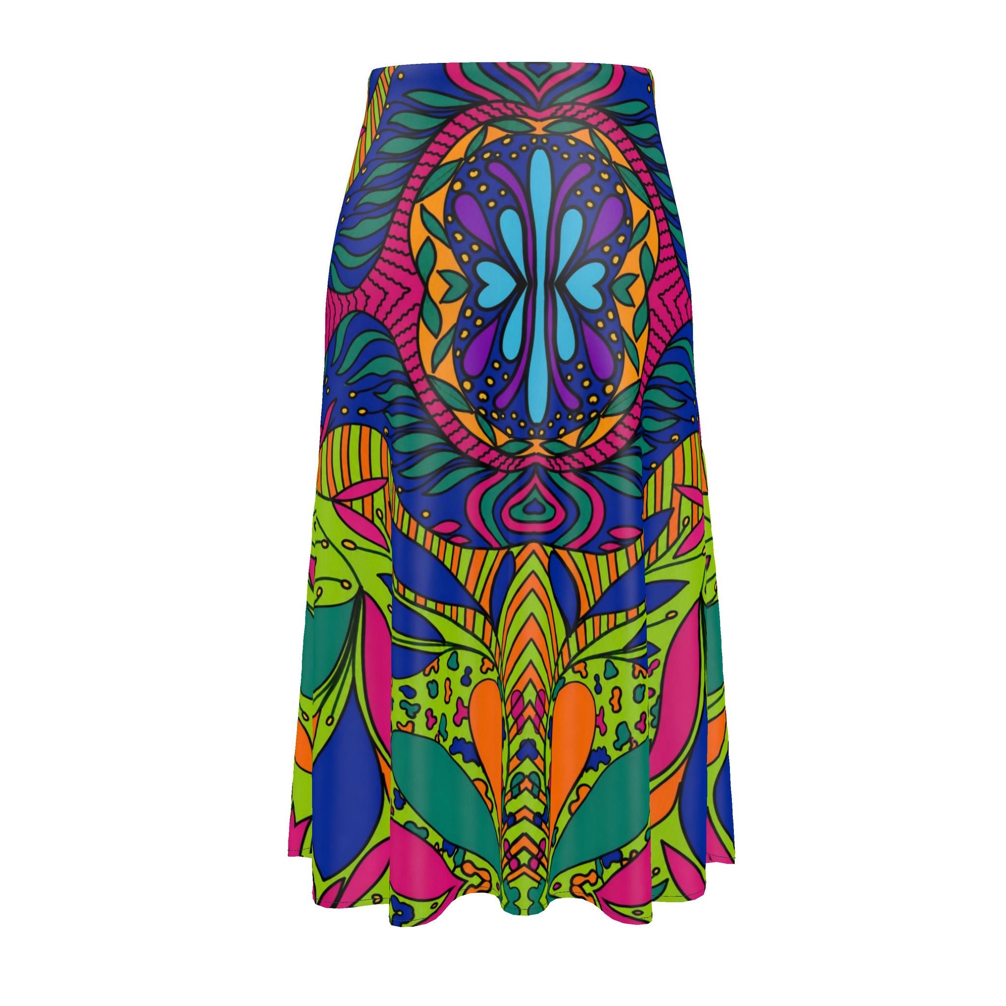 Soca Bloom Silk Midi Skirt