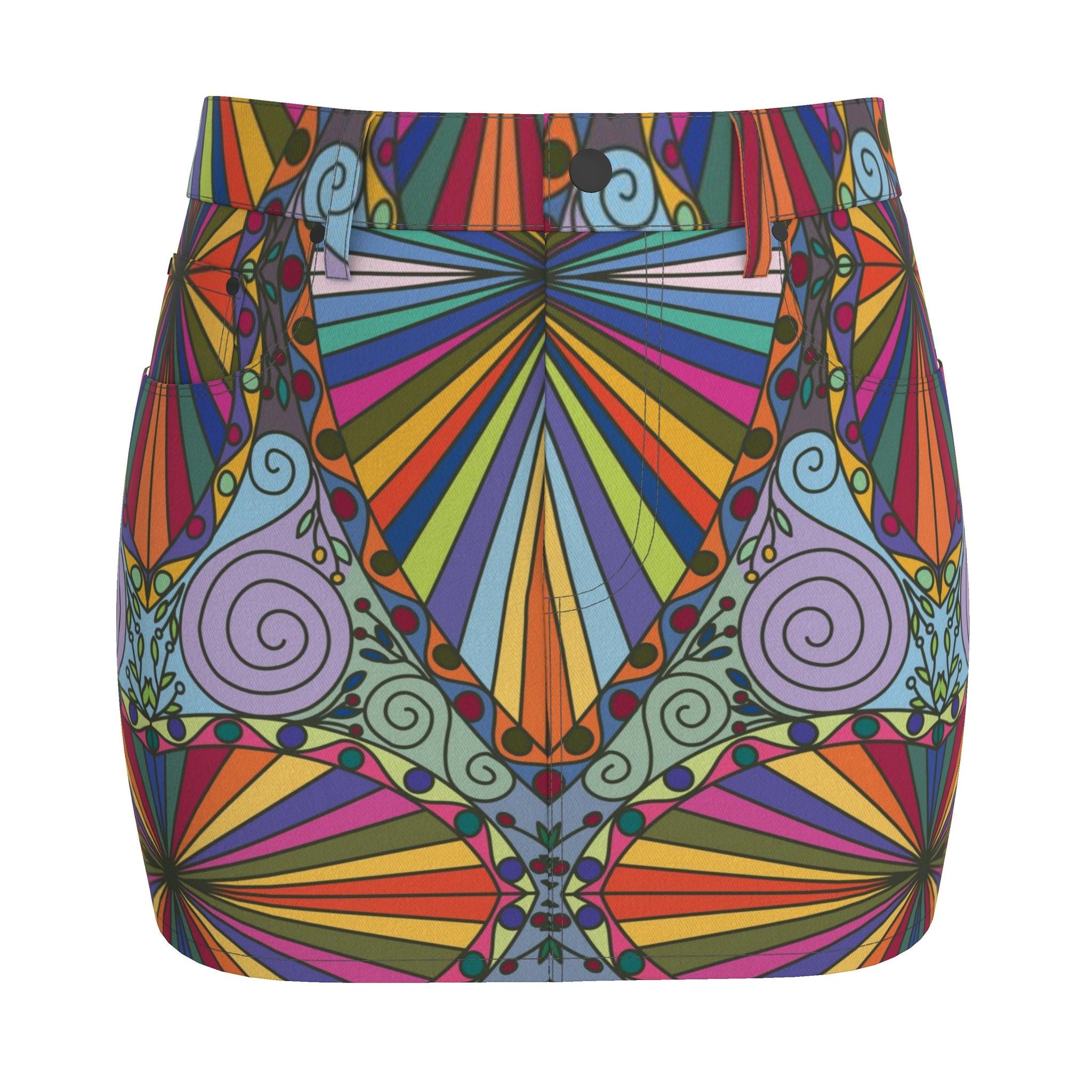 Carnival Sunrise Denim Mini Skirt