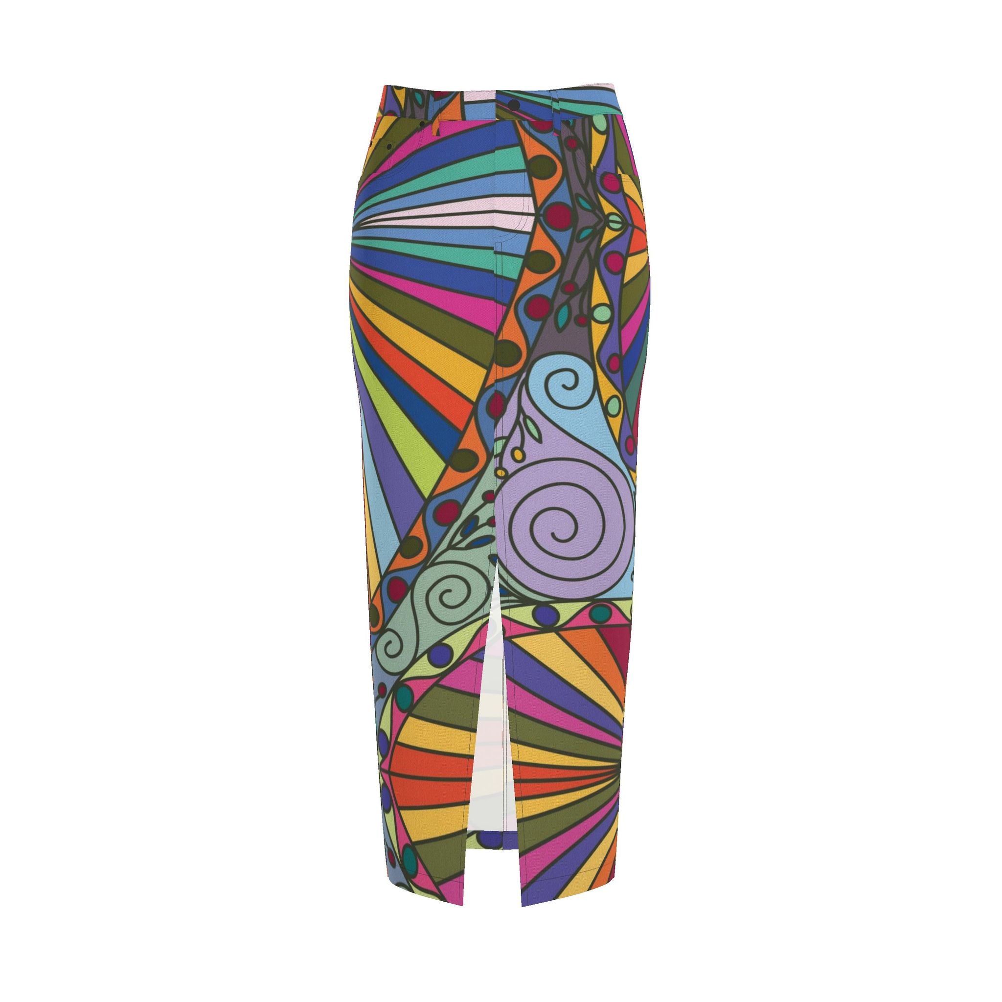 Carnival Sunrise Denim Midi Skirt