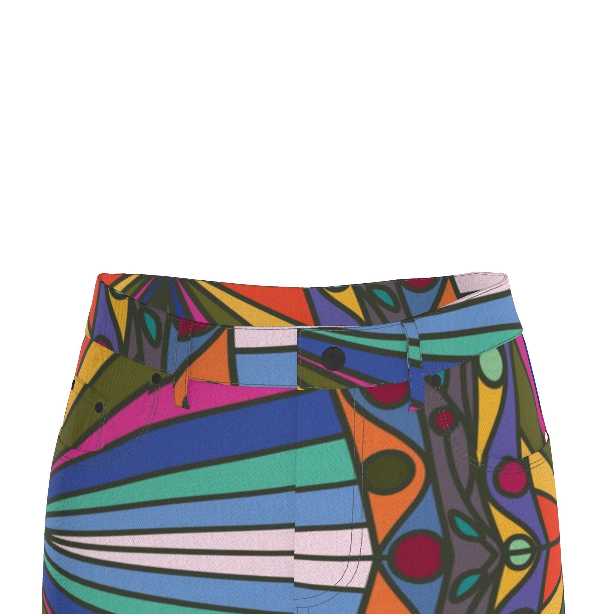 Carnival Sunrise Denim Midi Skirt