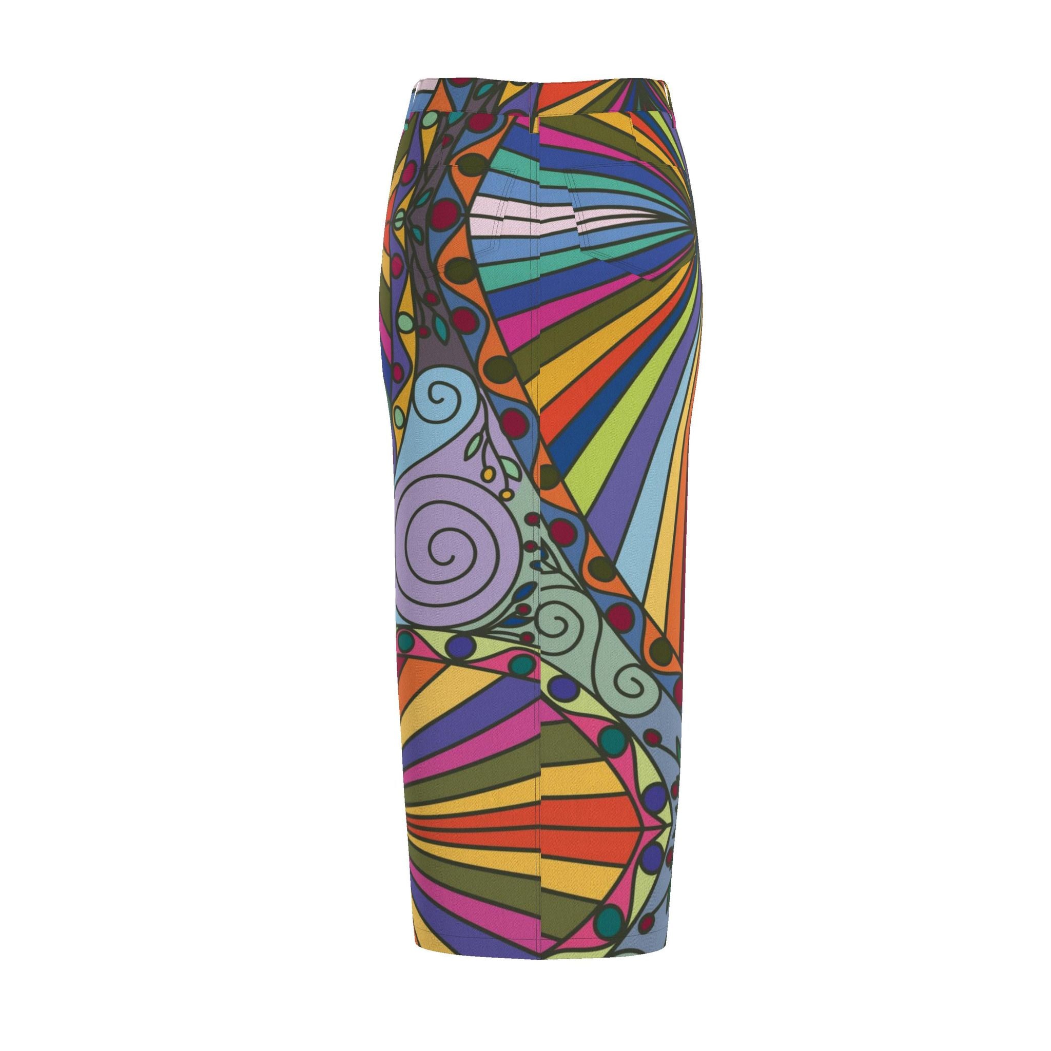 Carnival Sunrise Denim Midi Skirt