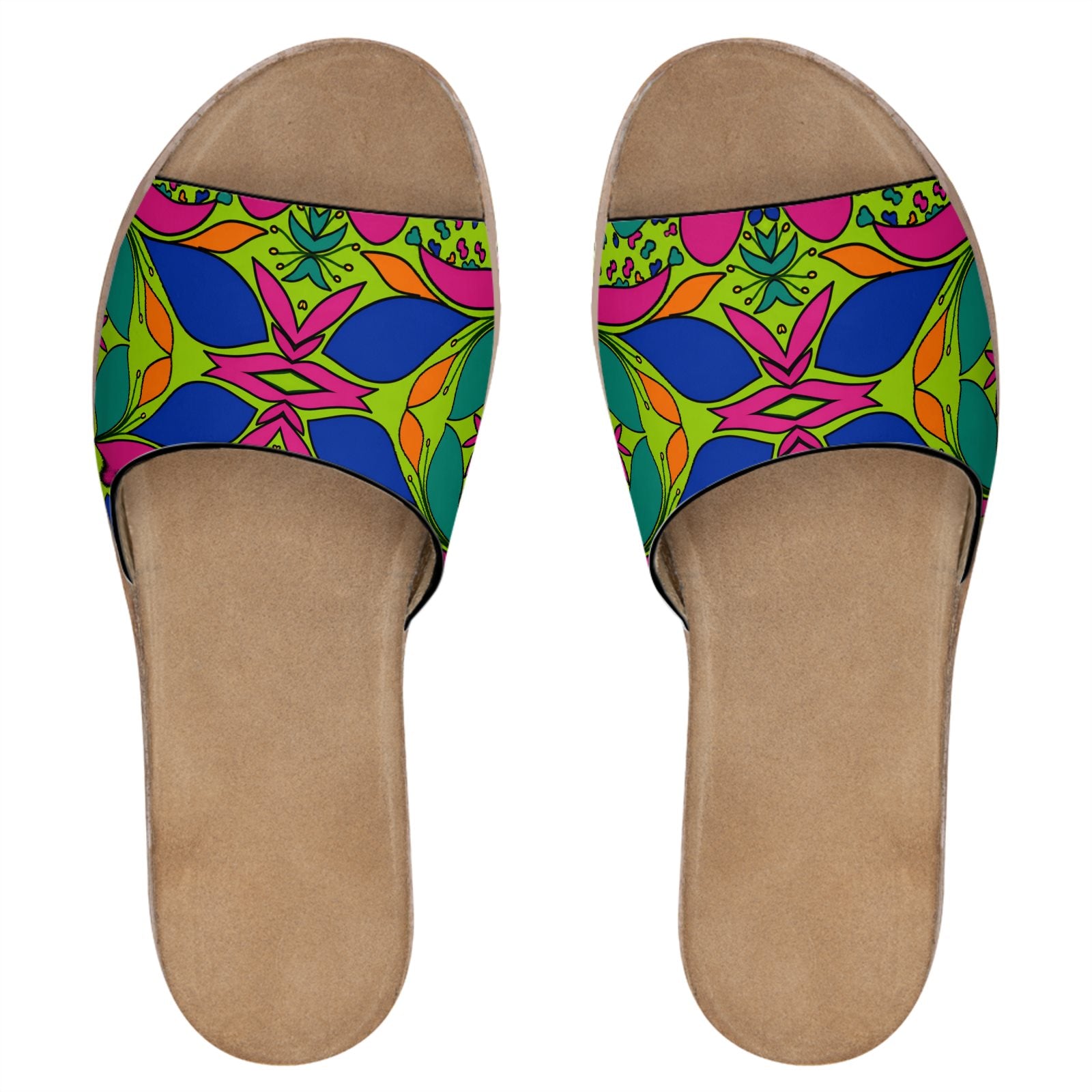 Soca Bloom Leather Slides